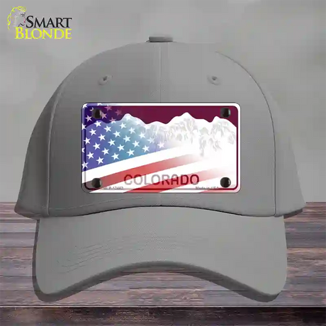 Colorado Red with American Flag Novelty License Plate Hat Cotton / Gray