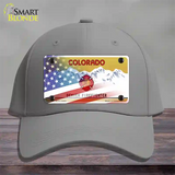 Colorado Firefighter Plate American Flag Novelty License Plate Hat Cotton / Gray