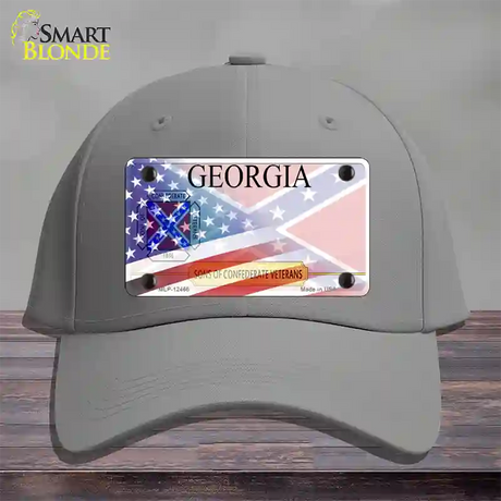 Georgia Confederate Flag American Flag Novelty License Plate Hat Cotton / Gray