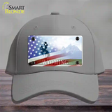 Wyoming Cowboy Plate American Flag Novelty License Plate Hat Cotton / Gray