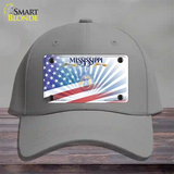 Mississippi Blue with American Flag Novelty License Plate Hat Cotton / Gray