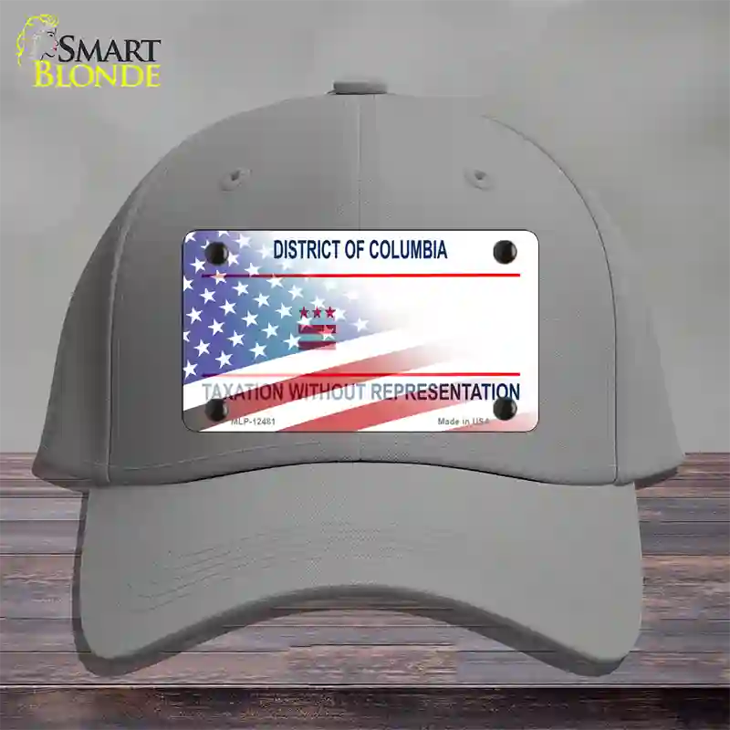 District of Columbia with American Flag Novelty License Plate Hat Cotton / Gray