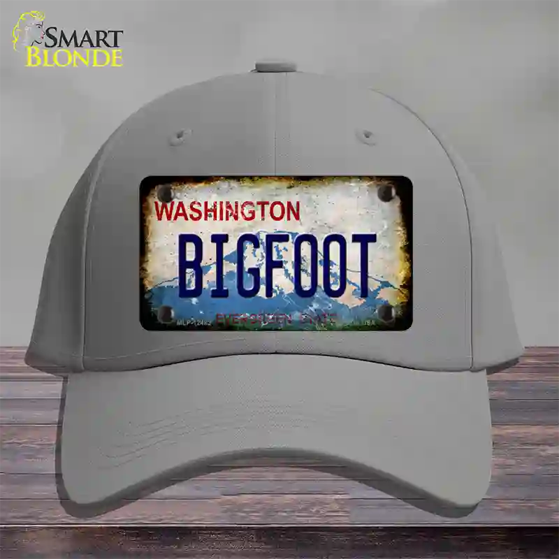 Bigfoot Washington Rusty Novelty License Plate Hat Cotton / Gray