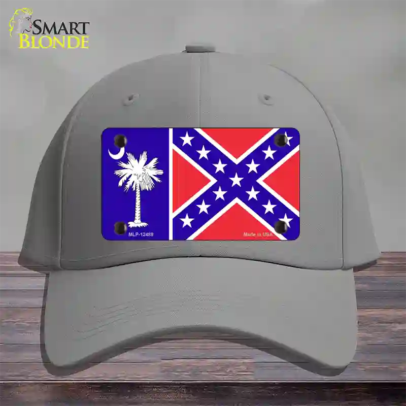 South Carolina Confederate Flag Novelty License Plate Hat Cotton / Gray