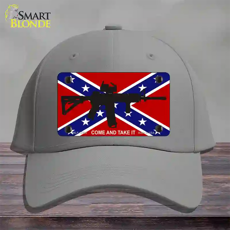 Come and Take It Confederate Flag Novelty License Plate Hat Cotton / Gray