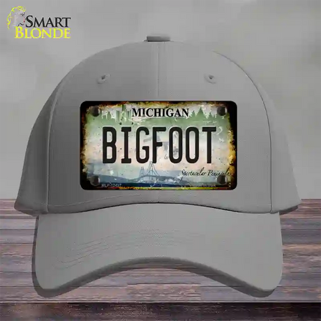 Bigfoot Michigan Novelty License Plate Hat Cotton / Gray