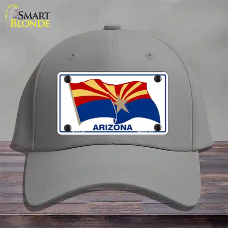 Arizona Waving Flag Novelty License Plate Hat Cotton / Gray