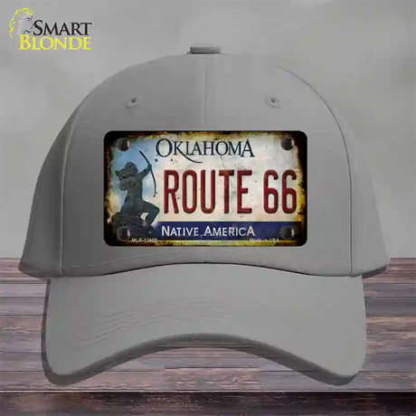 Route 66 Oklahoma Rusty Novelty License Plate Hat Cotton / Gray