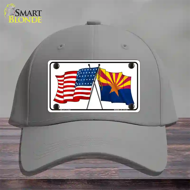 Arizona American Crossed Flags Novelty License Plate Hat Cotton / Gray