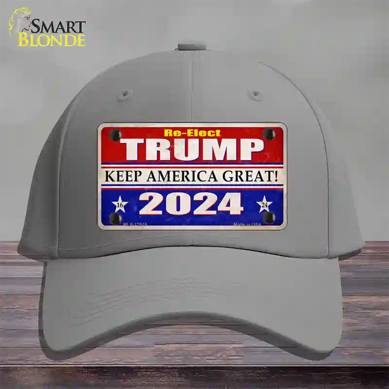 Re-Elect Trump 2024 Novelty License Plate Hat Cotton / Gray