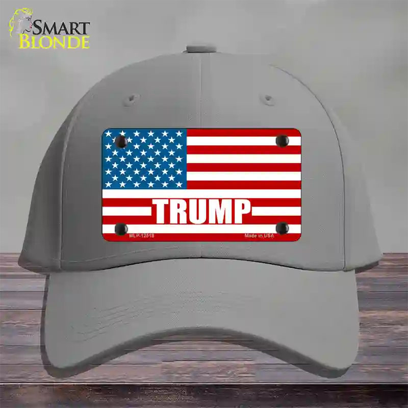 Trump American Flag Novelty License Plate Hat Cotton / Gray