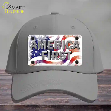 America First Novelty License Plate Hat Cotton / Gray