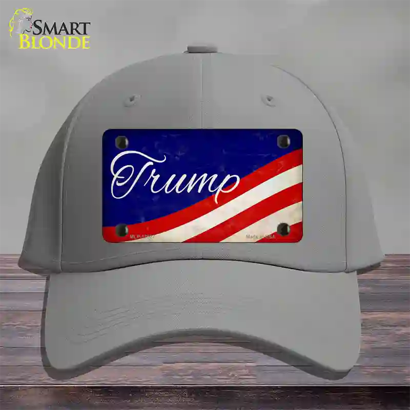 Trump on Waving Flag Novelty License Plate Hat Cotton / Gray