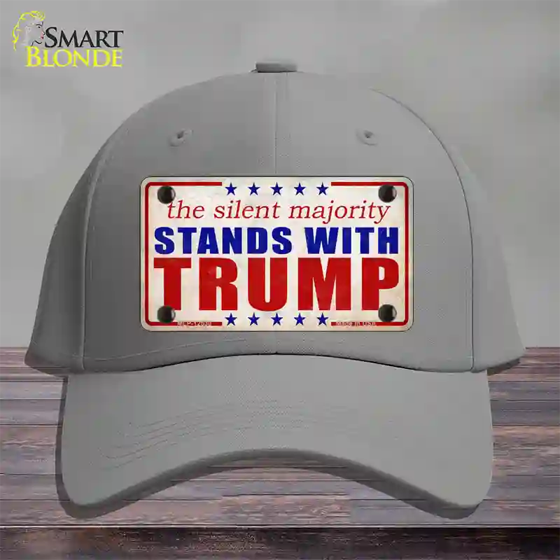 Silent Majority Stands with Trump Novelty License Plate Hat Cotton / Gray