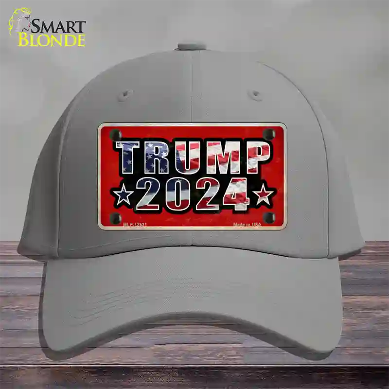 Trump 2024 Flag Novelty License Plate Hat Cotton / Gray