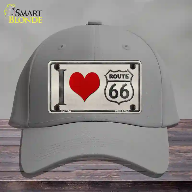 I Love Route 66 Novelty License Plate Hat Cotton / Gray