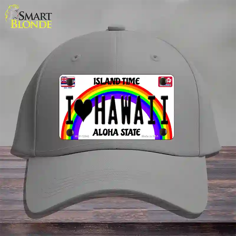 I Love Hawaii Novelty License Plate Hat Cotton / Gray