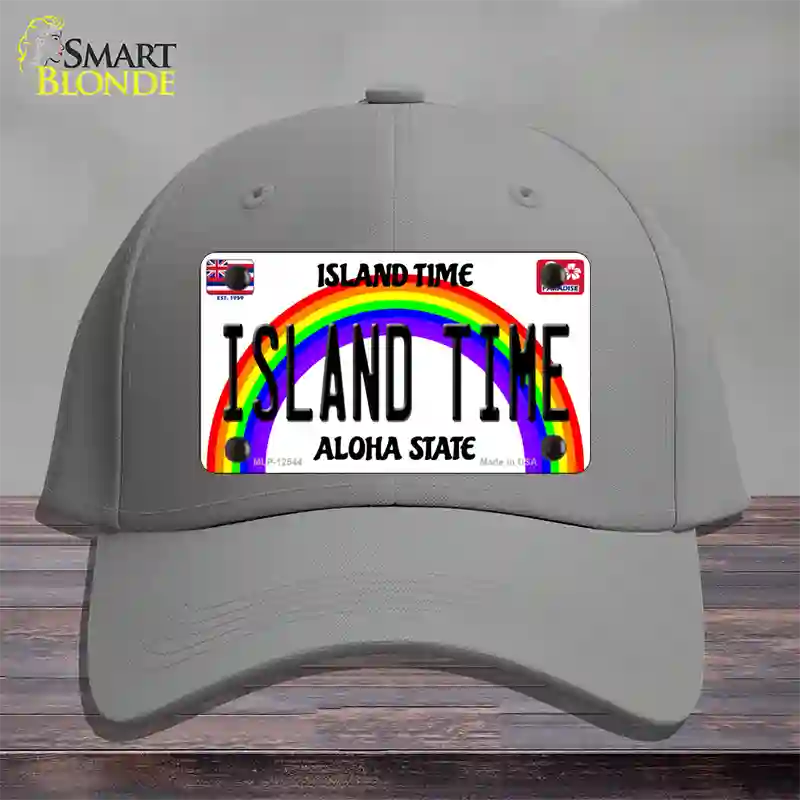 Island Time Hawaii Novelty License Plate Hat Cotton / Gray