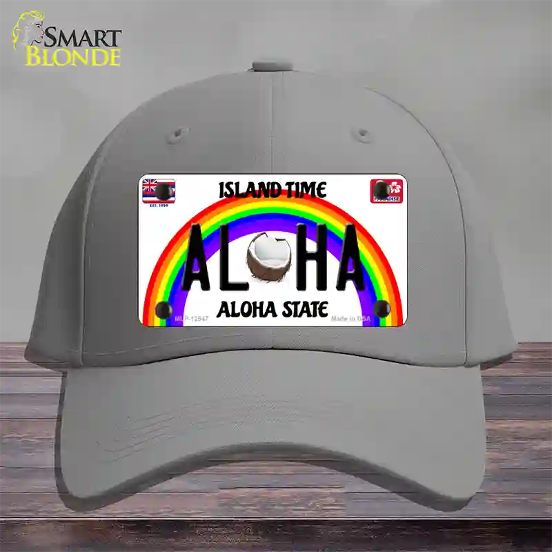 Aloha Coconut Hawaii Novelty License Plate Hat Cotton / Gray