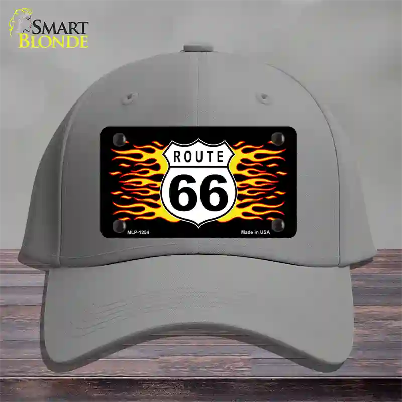 Route 66 Flames Novelty License Plate Hat Cotton / Gray