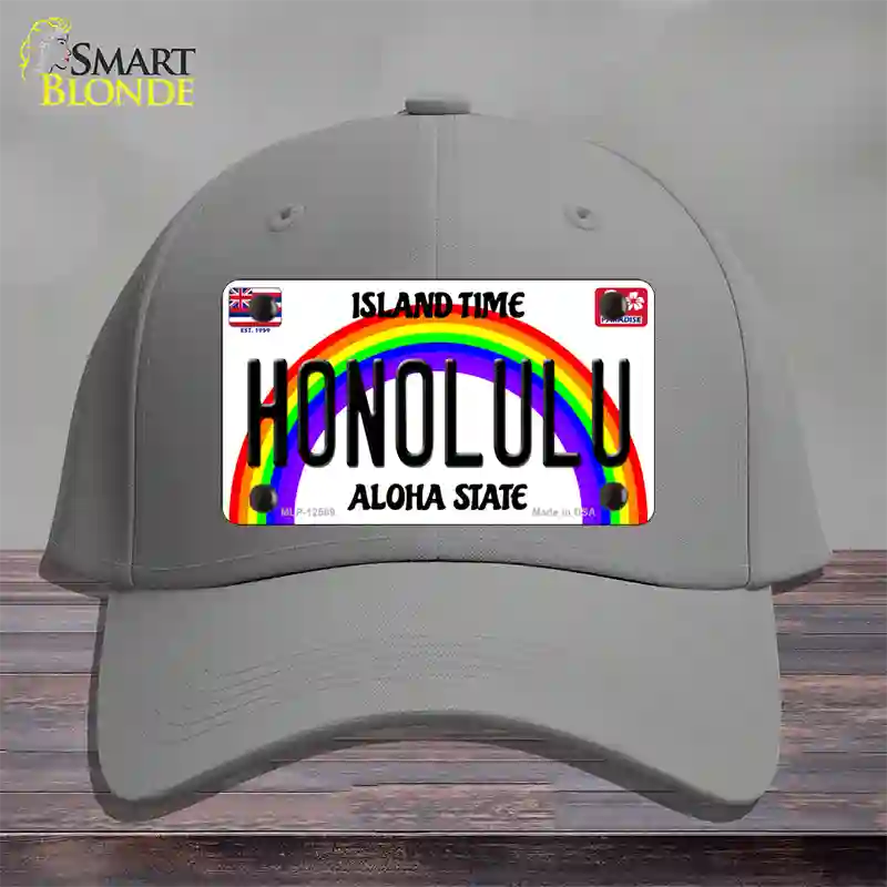 Honolulu Hawaii Novelty License Plate Hat Cotton / Gray