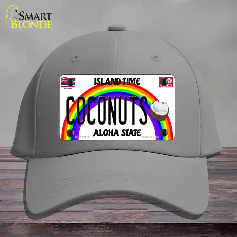 Coconuts Hawaii Novelty License Plate Hat Cotton / Gray