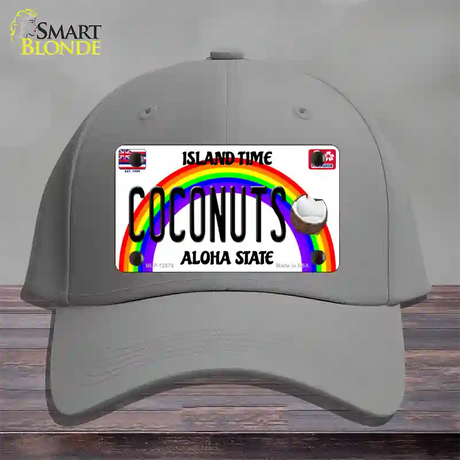 Coconuts Hawaii Novelty License Plate Hat Cotton / Gray