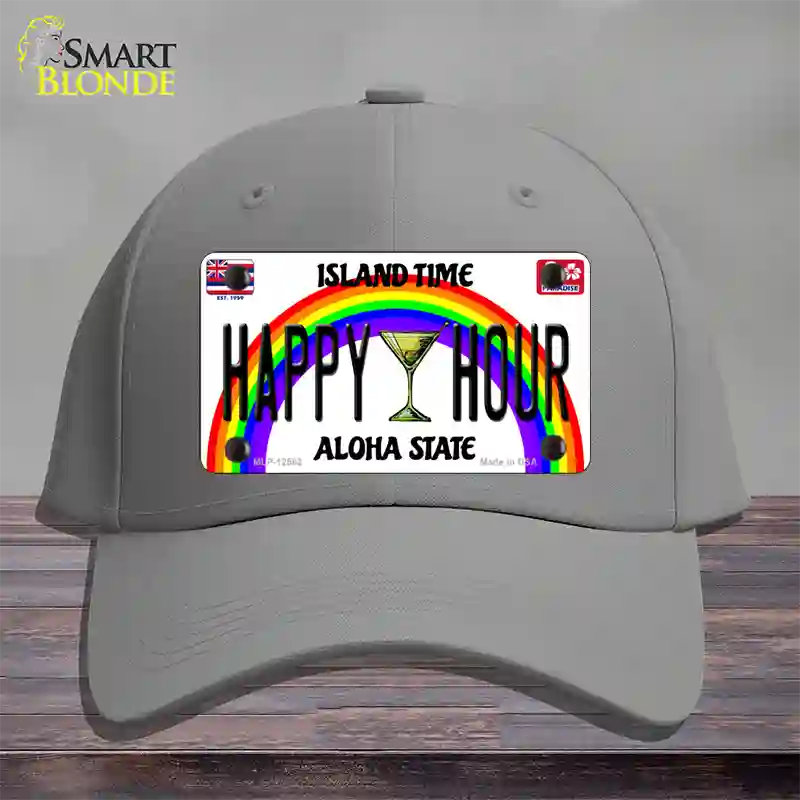 Happy Hour Hawaii Novelty License Plate Hat Cotton / Gray