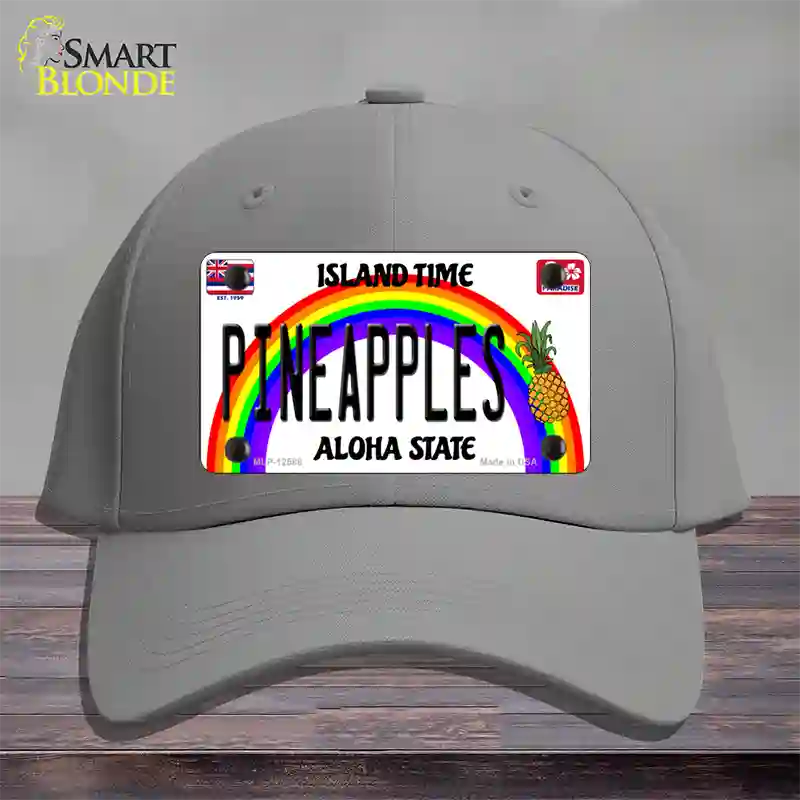 Pineapples Hawaii Novelty License Plate Hat Cotton / Gray