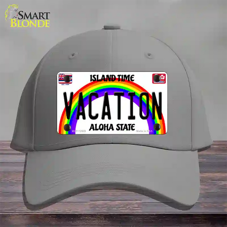 Vacation Hawaii Novelty License Plate Hat Cotton / Gray