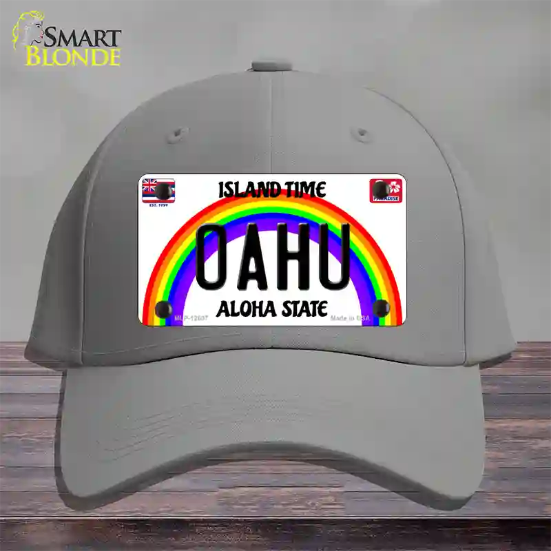 Oahu Hawaii Novelty License Plate Hat Cotton / Gray