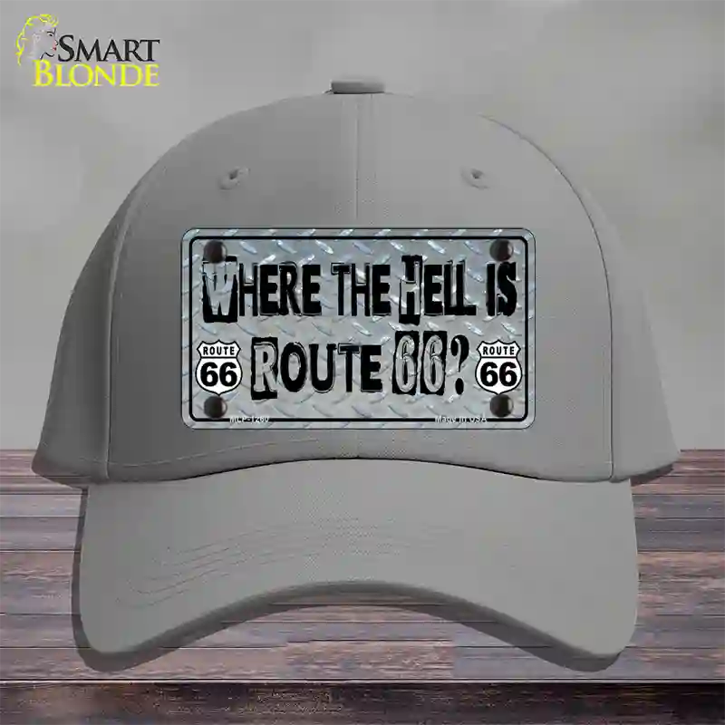 Where The Hell Is Route 66 Novelty License Plate Hat Cotton / Gray