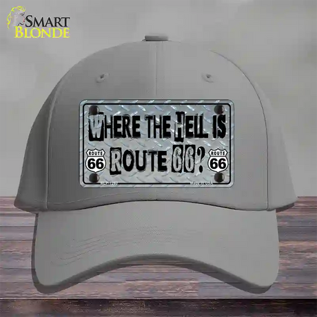 Where The Hell Is Route 66 Novelty License Plate Hat Cotton / Gray