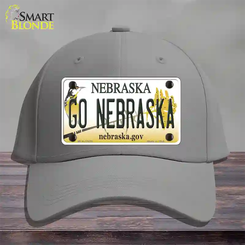 Go Nebraska Novelty License Plate Hat Cotton / Gray