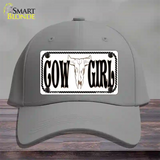 Cowgirl with Skull Novelty License Plate Hat Cotton / Gray