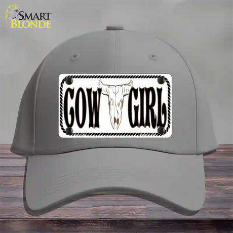 Cowgirl with Skull Novelty License Plate Hat Cotton / Gray