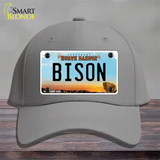 Bison Novelty License Plate Hat Cotton / Gray