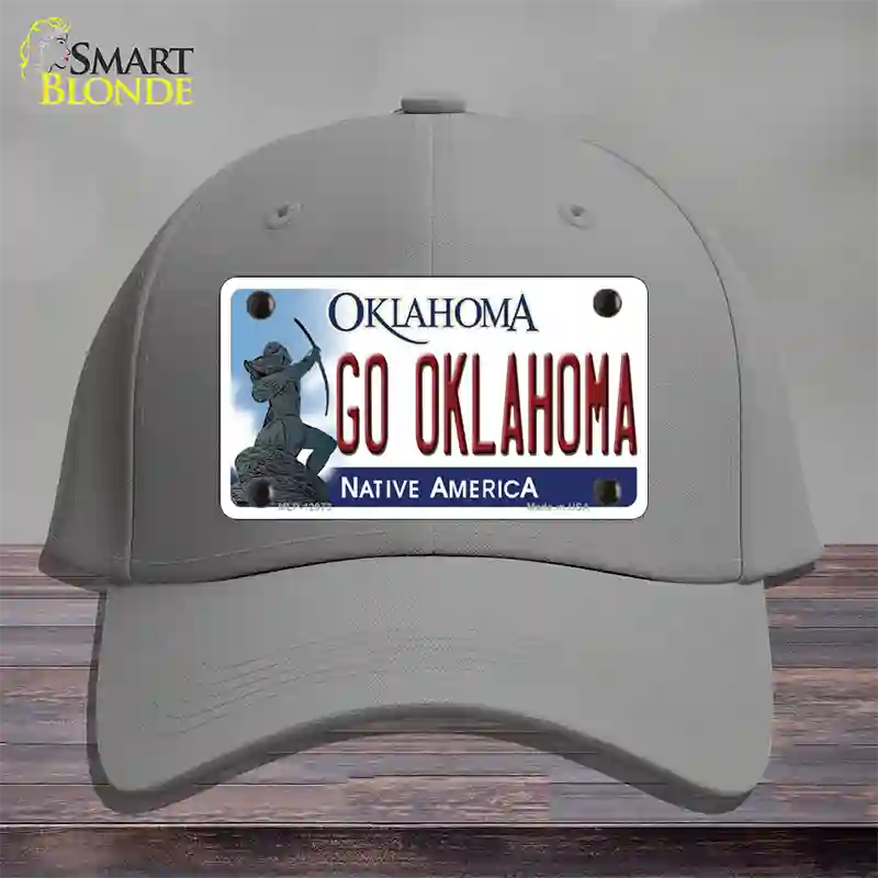 Go Oklahoma Novelty License Plate Hat Cotton / Gray