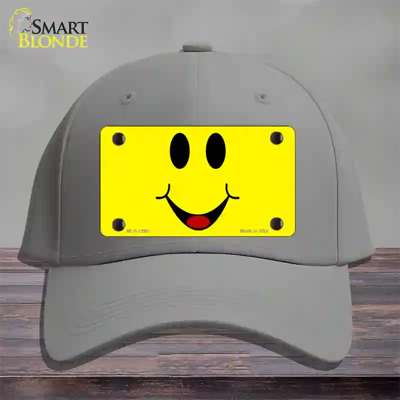 Happy Smiley Novelty License Plate Hat Cotton / Gray