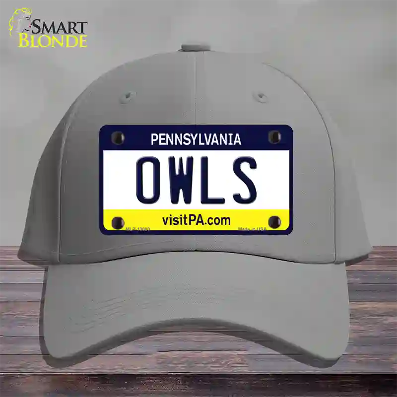 Owls Novelty License Plate Hat Cotton / Gray