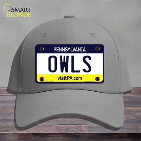 Owls Novelty License Plate Hat Cotton / Gray