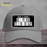 Pick A Vowel Novelty License Plate Hat Cotton / Gray