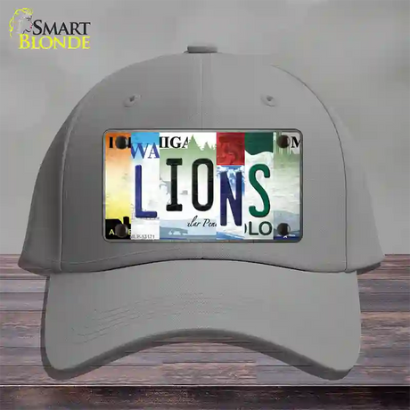 Lions Strip Art Novelty License Plate Hat Tag Cotton / Gray