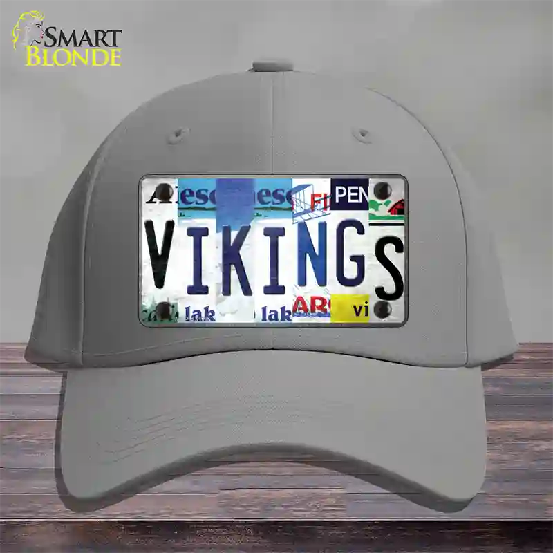 Vikings Strip Art Novelty License Plate Hat Tag Cotton / Gray