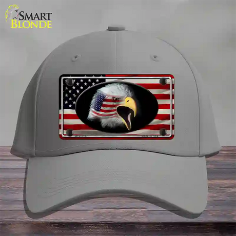 American Flag Eagle Novelty License Plate Hat Cotton / Gray