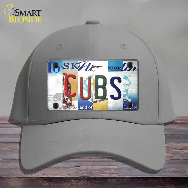 Cubs Strip Art Novelty License Plate Hat Tag Cotton / Gray