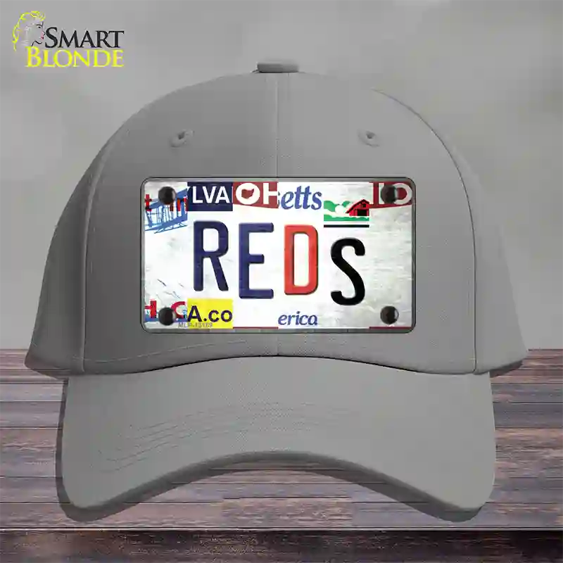 Reds Strip Art Novelty License Plate Hat Tag Cotton / Gray