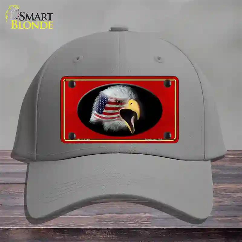 American Flag Eagle Red Novelty License Plate Hat Cotton / Gray