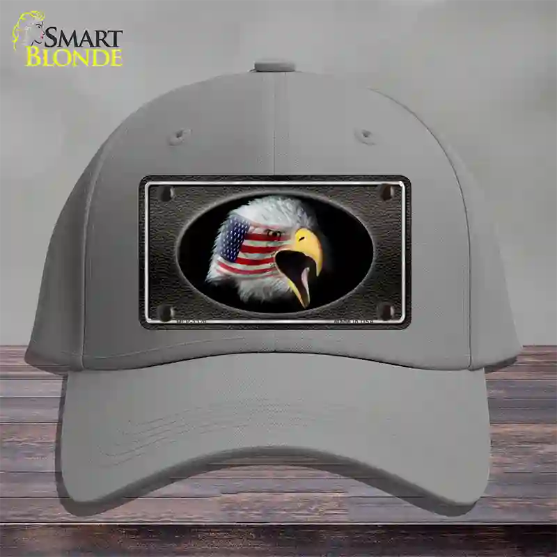 American Flag Eagle Black Novelty License Plate Hat Cotton / Gray