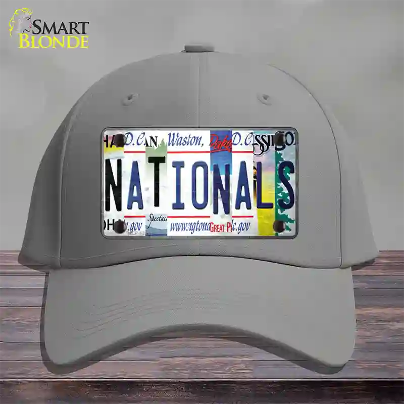 Nationals Strip Art Novelty License Plate Hat Tag Cotton / Gray